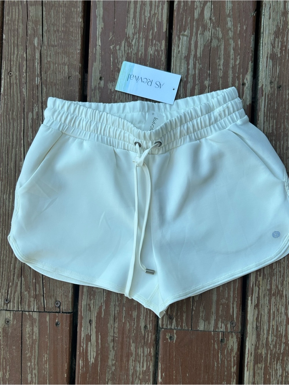 NWT As Revival White Women's Drawstring Athletic Shorts with pockets size s